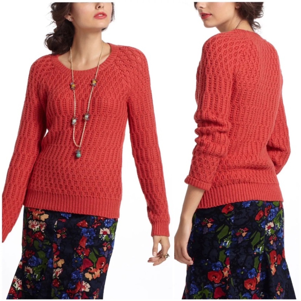 Anthro Sparrow Wool Blend Rust Dark Coral Wool Blend Sweater - Picture 1 of 12